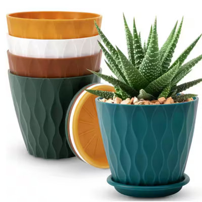 Plastic Pot Planter Set of 3 Indoor Flower Pots for Orchids, Violets, Succulents, Herbs, and Other Plants, Corolful