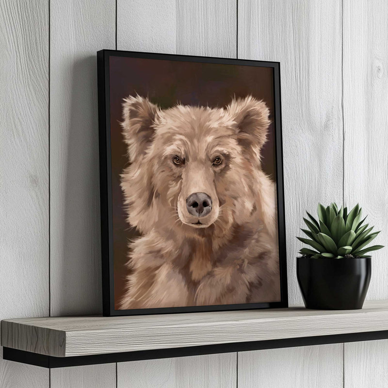 «Bushy Bear» par Cat Thurman Designs, reproduction d'art, Tanné, L 36 x H 48, Impression encadrée