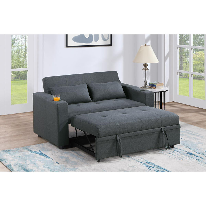 Canapé Yefry, H 31 po x l 71 po x P 43 po, Mélange de lin gris anthracite