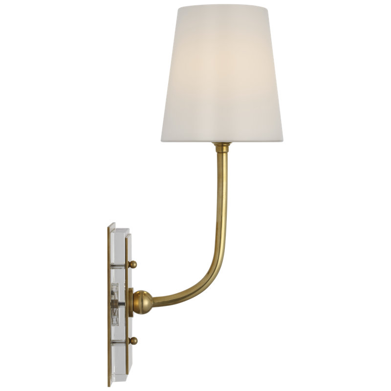 Thomas O'Brien Hulton 17" Cordless Single Sconce with Glass Shade, Hand-Rubbed Antique Brass