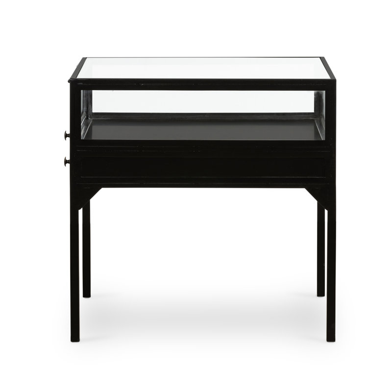 Bayline Glass Top End Table with Storage