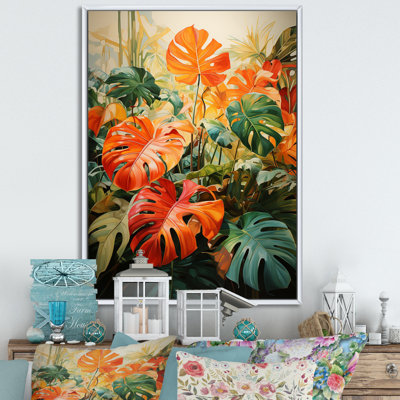 Feuillage tropical orange et vert I