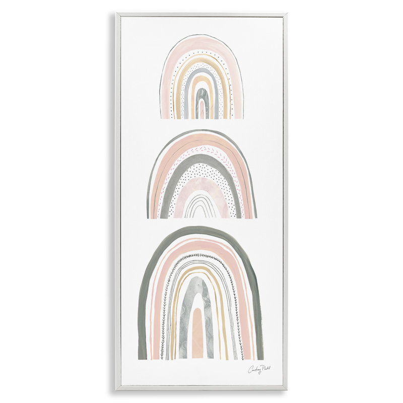 Art giclée ludique gris et rose par Courtney Prahl, Giclée encadrée blanc bord de mer, H 24 po x l 10 po