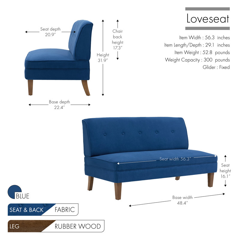 Causeuse Anjeza, Mélange de polyester bleu