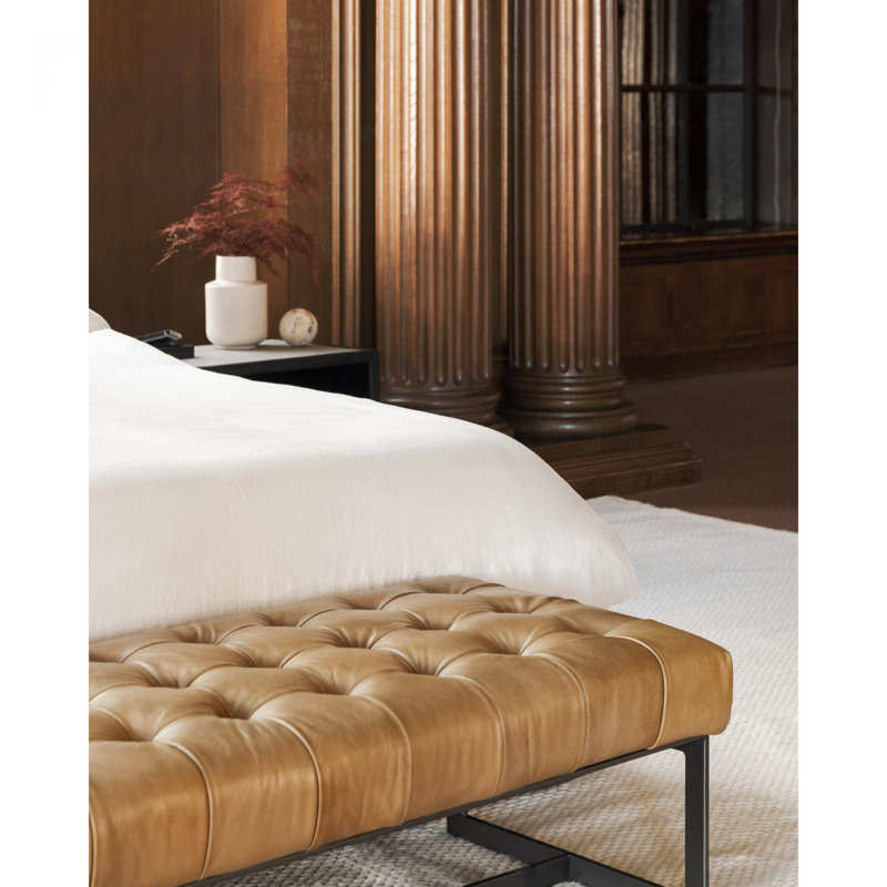 Leather Bench, Brown Top Grain Leather