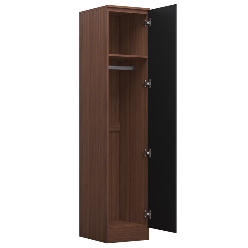 Osbourne Plain 1 Door Wardrobe, Walnut/Gloss Black