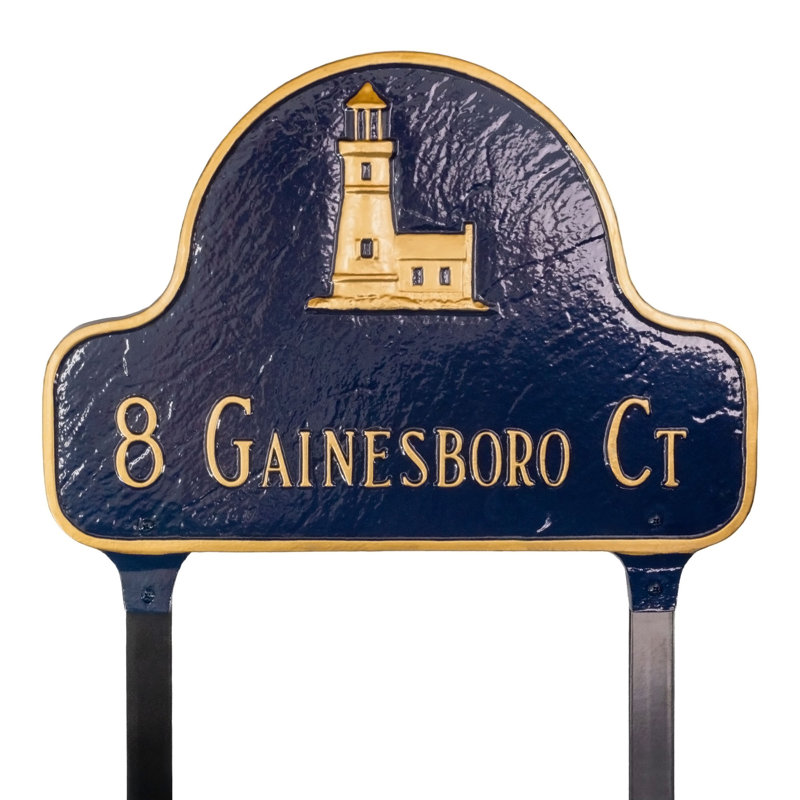 Lighthouse Princeton Garden Plaque, Yes, Lawn, White/Gold