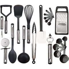 Silicone Cooking Utensil Set, Kitchen Utensils Set with Copper Handle 24  Pcs Kitchen Gadgets Tools Set, Non-Stick Heat Resistant Kitchen Spatulas Set  - Khaki 