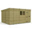 Total Sheds 13ft x 10ft Pent Garden Shed - Single Door - With Windows - Pressure Treated Timber - UK Manufactured
