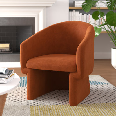 Fauteuil demi-tonneau en velours Amanada