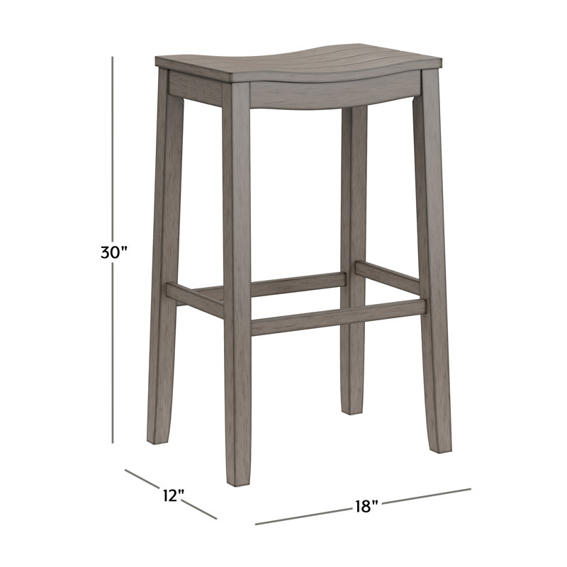 Katwa Wood Backless Stool, Bar Stool (30" Seat Height), Gray