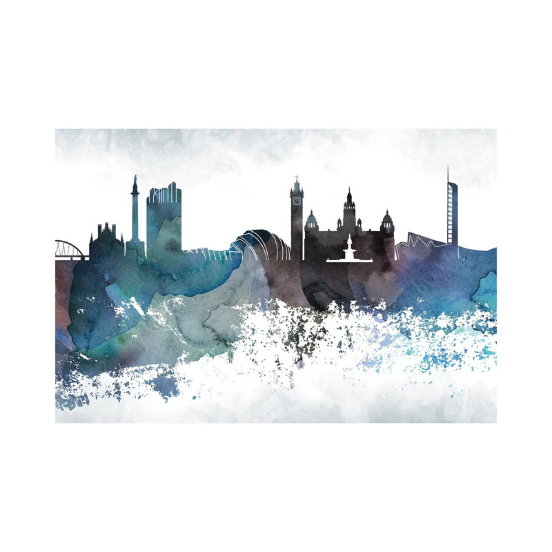 Glasgow Bluish Skyline by WallDecorAddict - Wrapped Canvas Print, 20.32 cm H x 30.48 cm W
