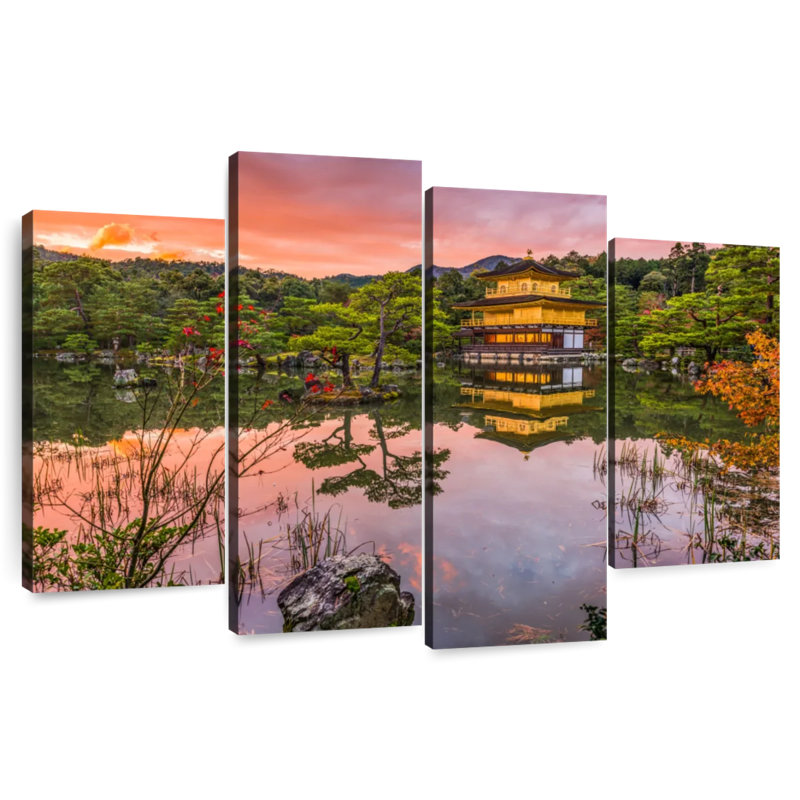 Coucher de soleil Adella au temple Kinkaku-ji, H 42 po x l 68 po