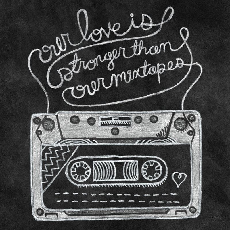 Retro Cassette Chalk by Mary Urban - Wrapped Canvas Art Prints, 30cm H x 30cm W x 3.8cm D