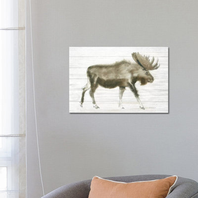 Dark Moose on Wood Crop by James Wiens - 1 Piece Wrapped Canvas Painting