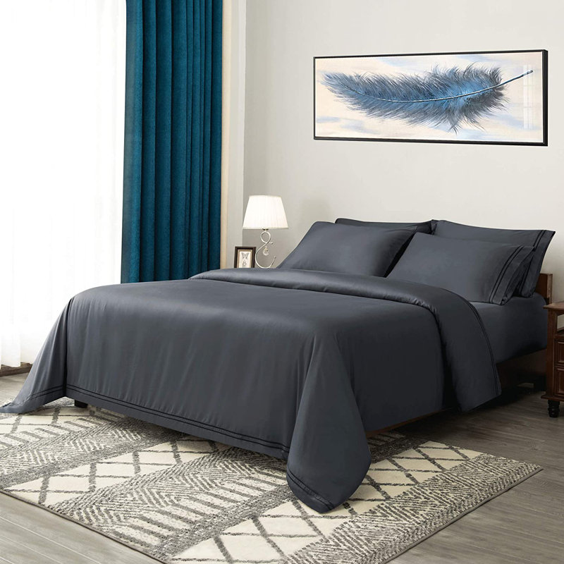Ensemble de housse de couette , Housse de couette pour grand lit, Bleu marine