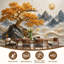 Papier peint adhésif peler et coller Golden Tree Mountain Landscape Abstract Waves Misty Peaks Effect Papier autocollant amovible pour décoration de salon Chambre à coucher H 100 po x l 144 po-489421598