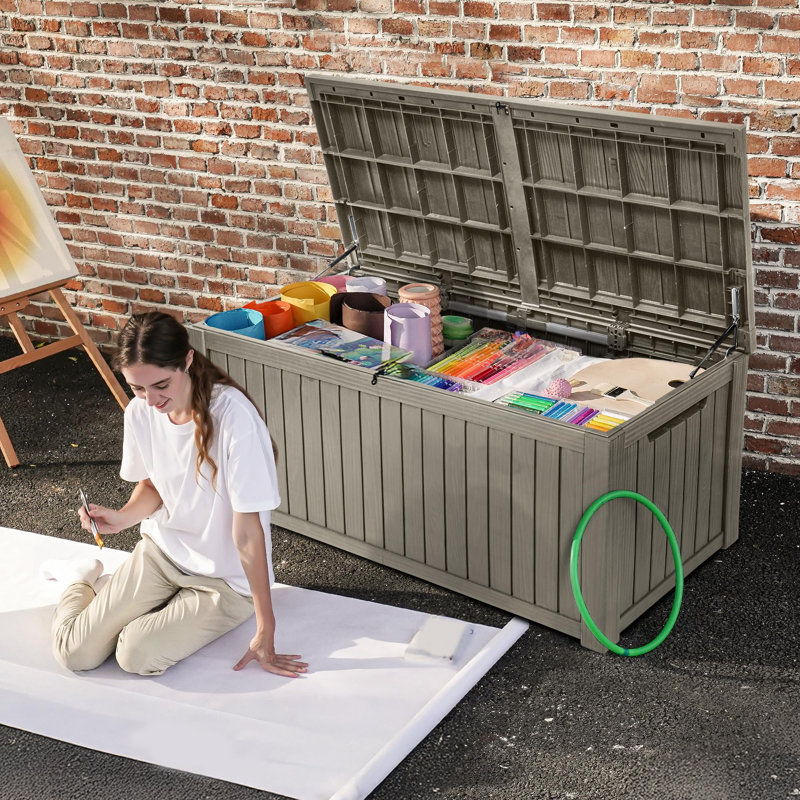 680L Durable and Weather-Resistant Lockable Deck Box, Brown