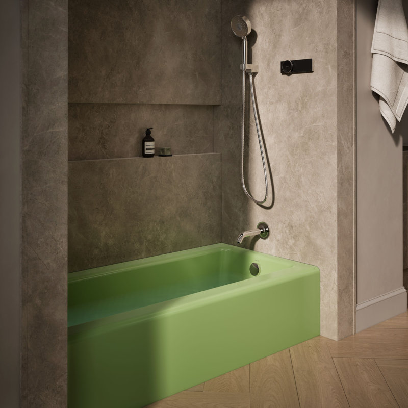 Bellwether® 60" x 30.25" Alcove Soaking Cast Iron Bathtub, Fresh Green, Right