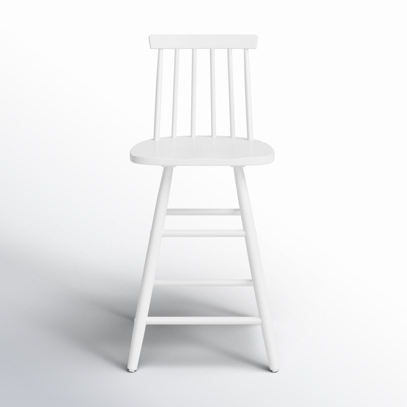 Pratt Counter Stool with Solid Wood Frame, White