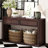 55" Rustic Wooden Entryway Console Table With Storage Drawers & Open Shelf-1380476734
