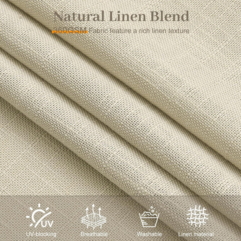 YZ Home Pinch Pleated Linen Curtains 2 Panels Set, Light Filtering Linen Blend Sheer Drapes Memory Trained Pleated Curtain Back Tab with Hooks Rings for Living Room Bedroom