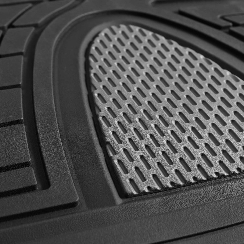 Premium Tall Channel Trimmable Non-Slip Rubber Floor Mats Full Set, Gray/Black