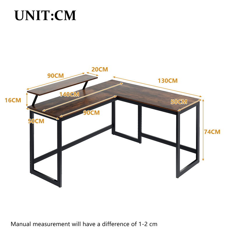 Adleigh L-Shaped Metal Base Computer Desk