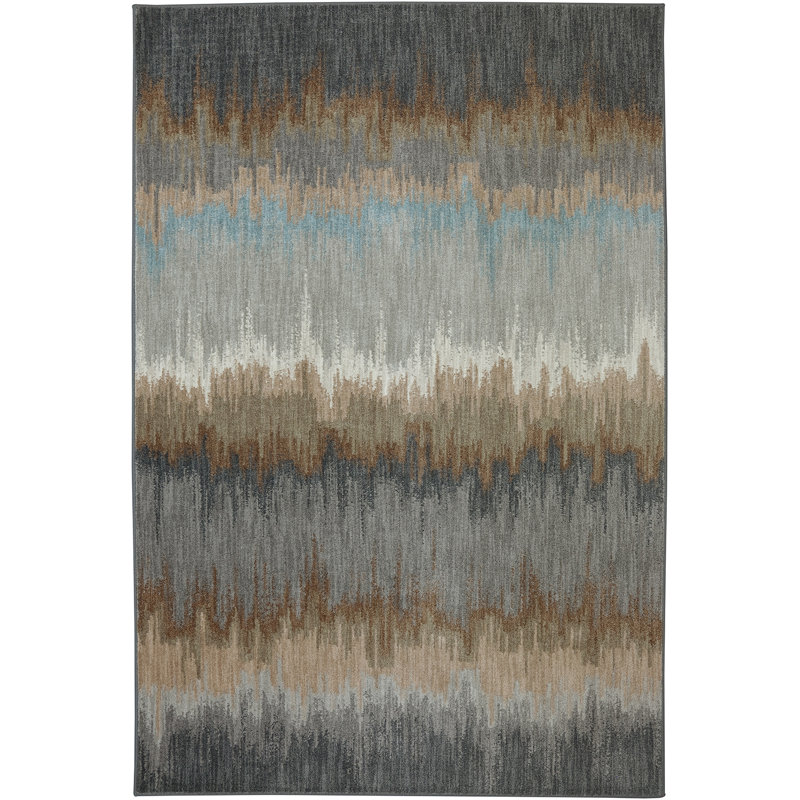 Euphoria Abyss Blue and Brown Abstract Area Rug