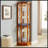 Transitional Glass Curio Cabinet, Walnut/Oak/Cherry Finish Display Case with Adjustable Glass Shelves & Magnetic Doors