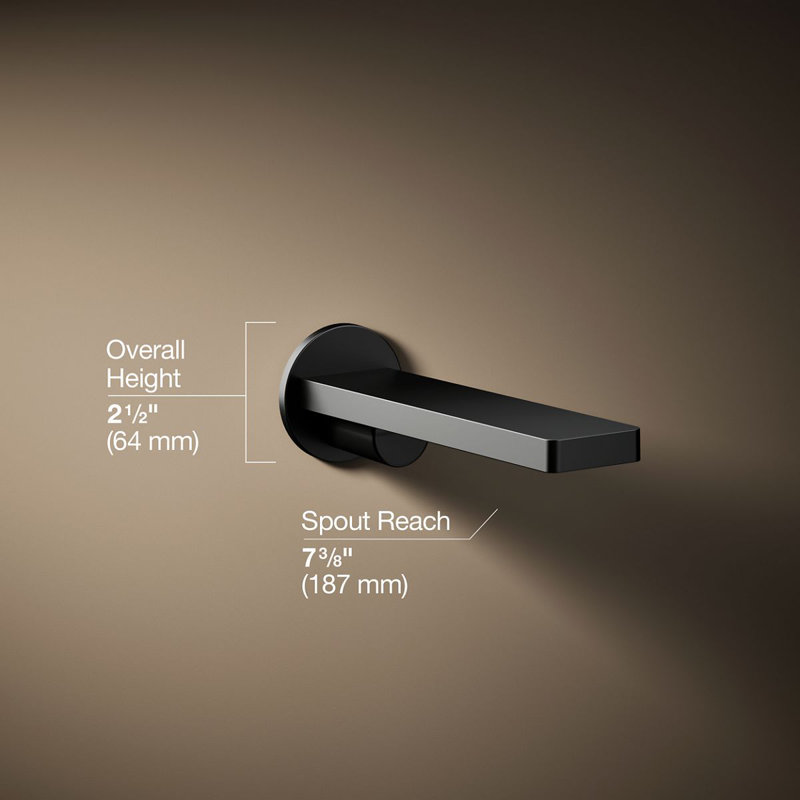 Composed Wall-Mount Tub Spout, Matte Black