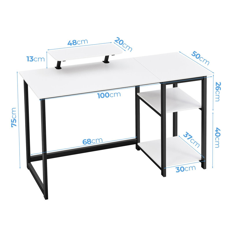 Antinarelli Metal Base Computer Table, White