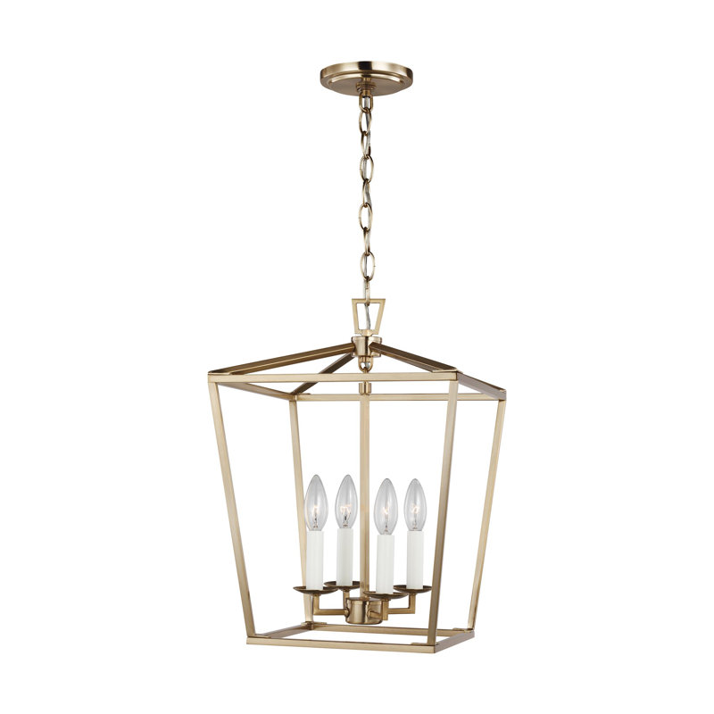 Dianna 4 - Light Chandelier, No , 18"H x 12.5"W x 12.5"D, Satin Brass