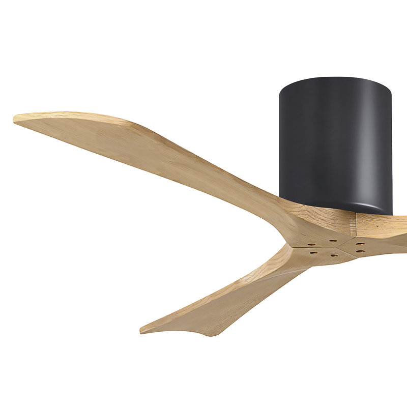 Ventilateur de plafond à 3 pales Olivier, Noir mat, Ton érable clair, 52"