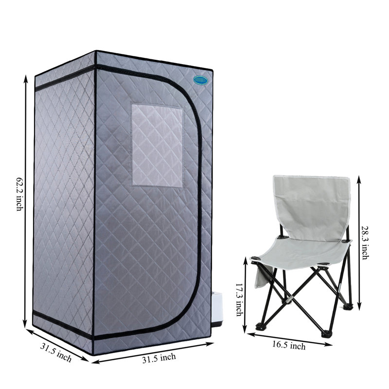Portable Steam Tent Grey Mini Plus - Personal Spa With Generator, Remote. Easy Install. Rapid Heating. & Ul . Thermal Insulation. Waterproof. 360 Jets. 9 Gear Options. Improve Body Balance Home