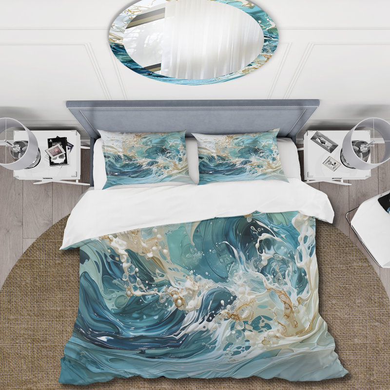 Ensemble de housse de couette Ocean Charm, Housse de couette pour grand lit et 2 taies décor