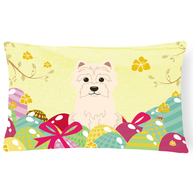 Coussin westie de pâques œufs