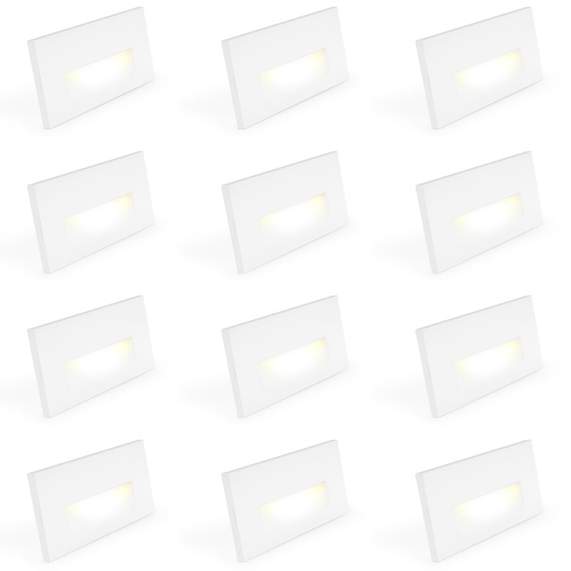 Éclairage pour marches à DEL Luxrite, 5CCT, 3W, 150LM, faisceau 90 °, à intensité variable, 120V, imperméable IP65, éclairage intérieur / extérieur, calibre humide, paquet de 12