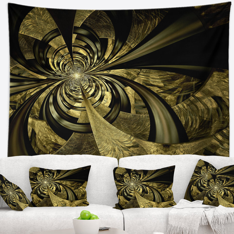 Tapisserie de motif fleur abstraite en couleurs, H 32 po x l 39 po