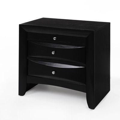 Table de chevet moderne noire - Le rangement intérieur spacieux rehausse l'ambiance élégante de la chambre à coucher avec ses tiroirs fonctionnels et son attrait