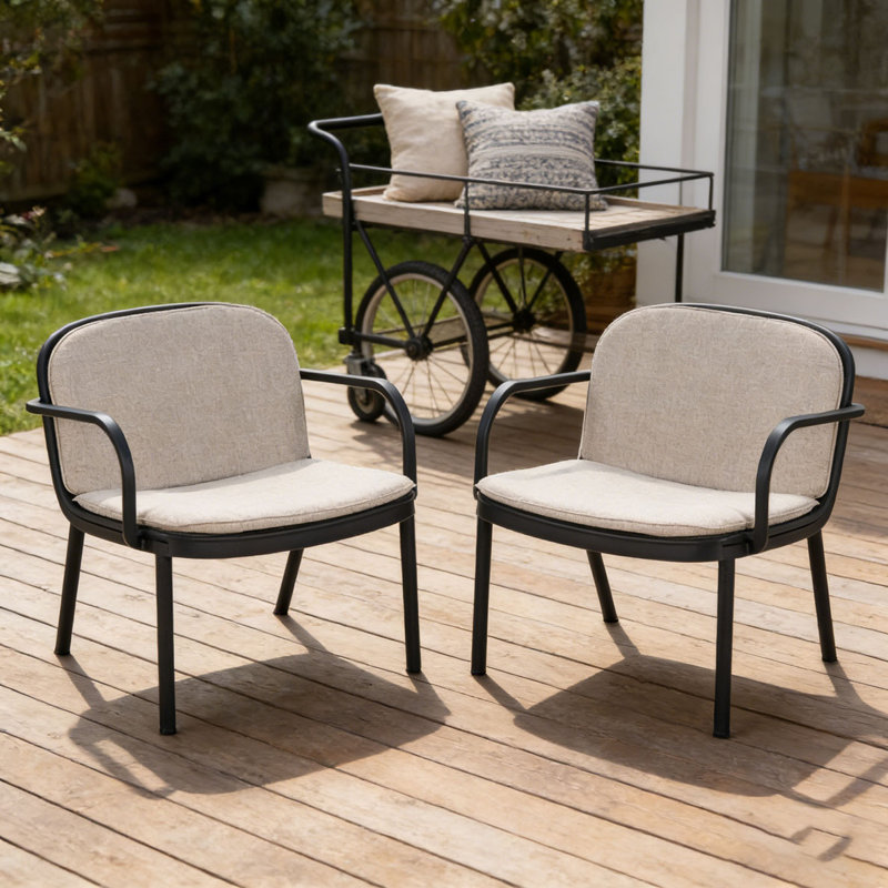 Fauteuil club d'extérieur en PP, Beige, Noir