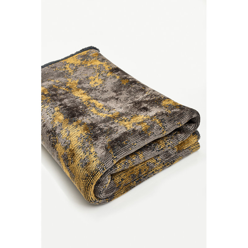 Rapture Yellow/Gray Luxury Area Rug, Rectangle 7'10" x 11'2"