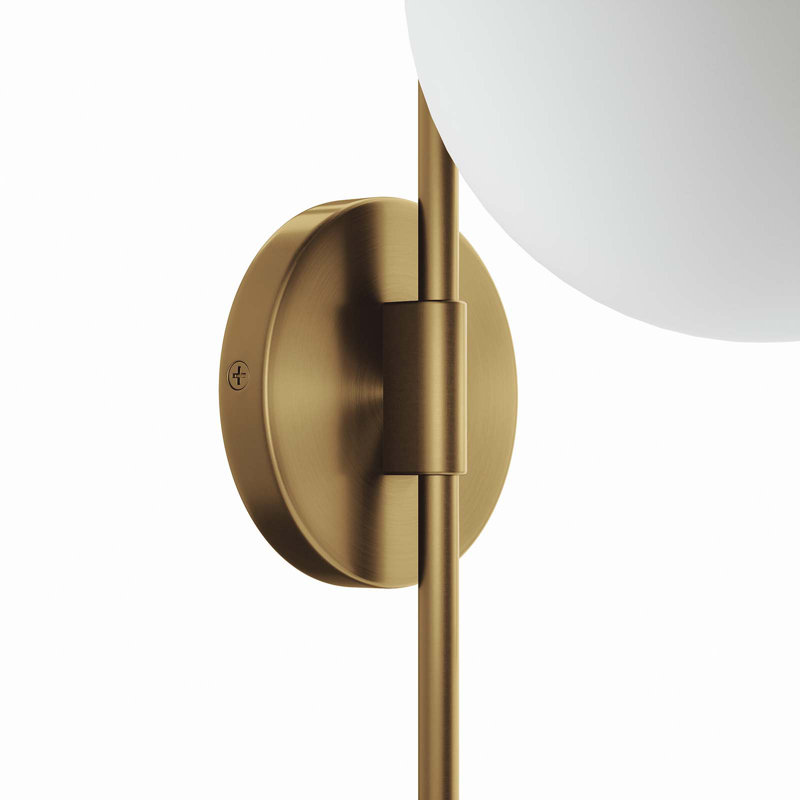 Opal Satin Brass Plug-In Wall Sconce with Frosted Glass Shade