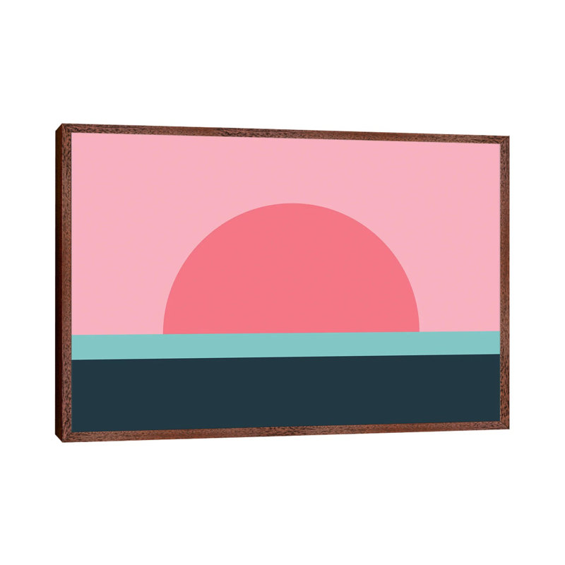 Sunseeker VII - Wrapped Canvas Print, 152.5 cm H x 101.5 cm W, Valencia/Turquoise/Viking Blue, Brown Framed