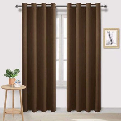2 Thick Panels Room Darkening Blackout Curtains, Thermal Insulated Block Out Light Grommet Drapes