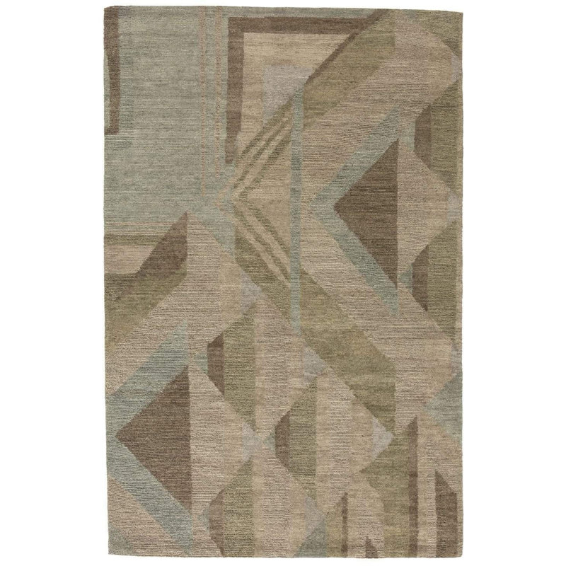 Malmo Wool Geometric Area Rug in Blue/Brown/Green/Tan, Rectangle 8'9" x 11'6"
