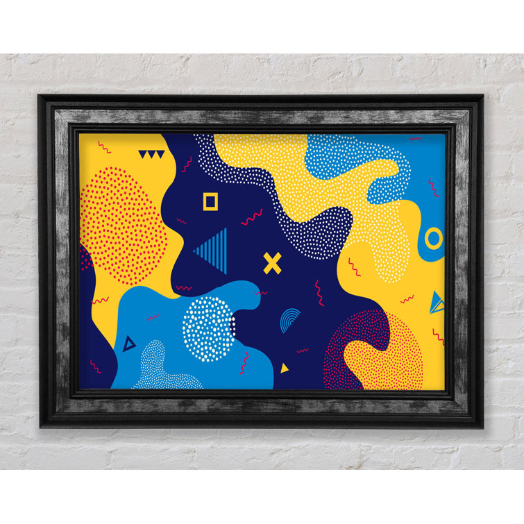 Ivy Bronx Blue And Yellow Modern Shapes Framed Print | Wayfair.co.uk