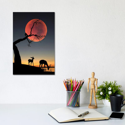 Blody Moon 1 Piece Wrapped Canvas Painting