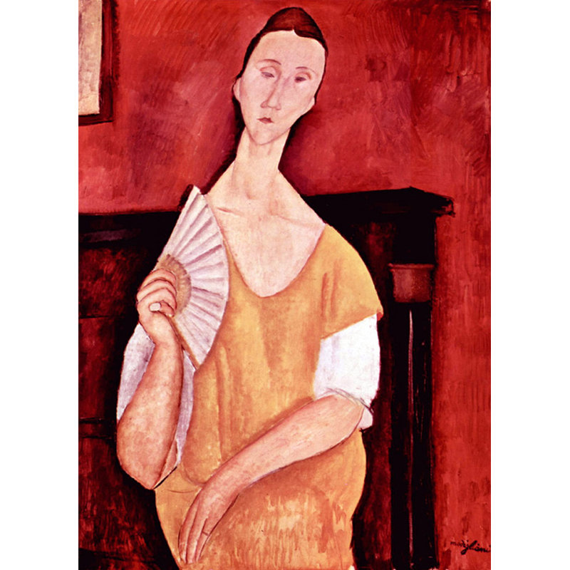 Femme avec un éventail, H 18 po x l 13 po