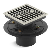 Clearflo Square Design Tile-In Shower Drain with Reversible Collar, 2" and 3" PVC Connection
